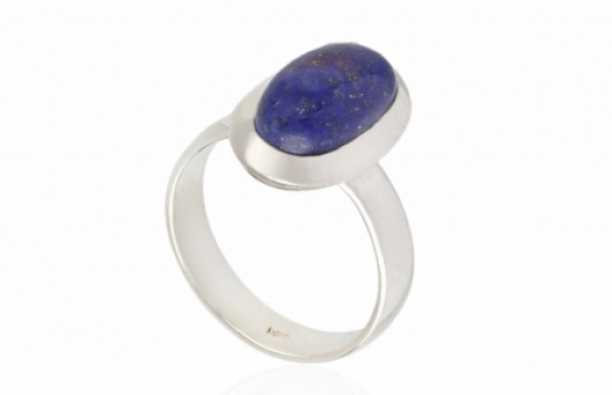 Silver Ring Lapis Marine Blue 