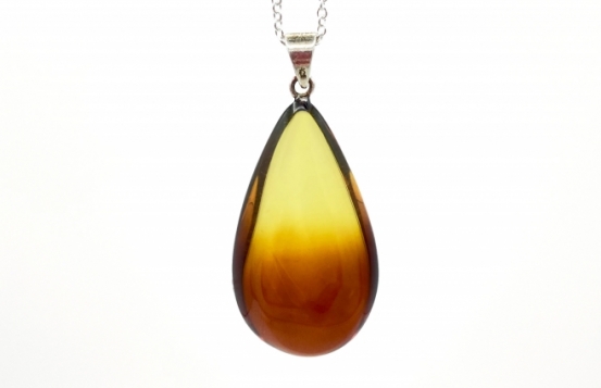 Silver Amber Pendant CHERRY GOLD