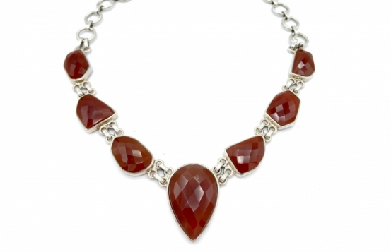 Silver Necklace Carnelian