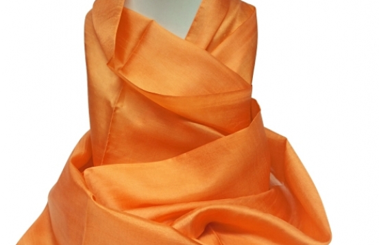 Šal COCOON 100 % svila - oranžna