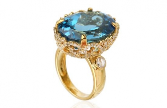 Prstan modri topaz in diamanti ADMIRAL BLUE