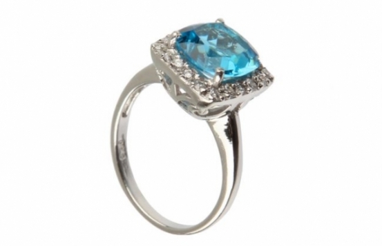 Prstan LOVE BLUE topaz Sky Blue 9 mm