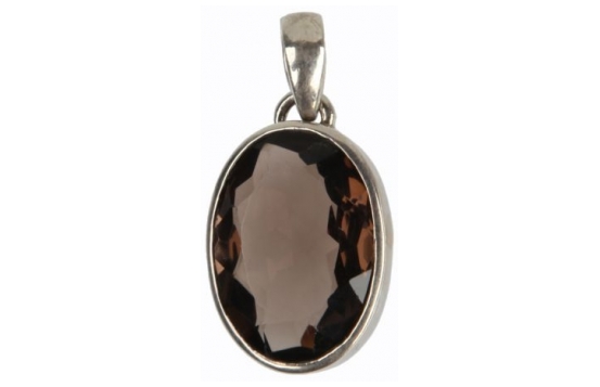 Silver Pendant SMOKY QUARTZ 22 x 28 mm