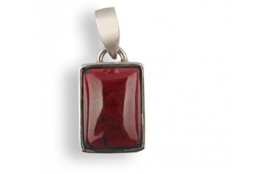 Silver Pendant GARNET ORISSA 13 x 18 mm