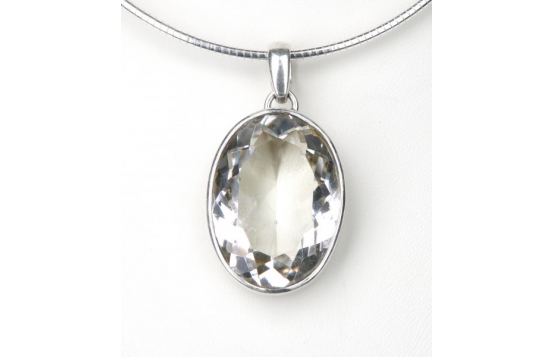 Silver Pendant faceted Rock Crystal