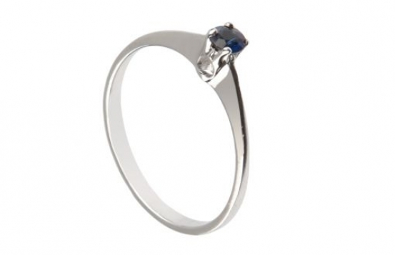 Srebrn prstan Love Beam naravni modri safir 3,7 mm