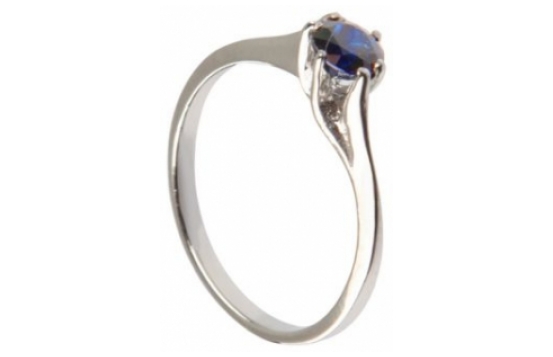 Srebrn prstan LOVE BEAM naravni modri safir 4 mm