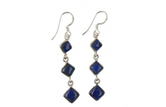 Silver Earrings Lapis Lazuli 3 SQ