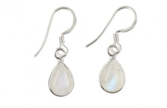 Silver Earrings Moonstone Teardrop 7 x 10 mm