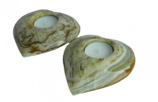 Candleholder Heart Marbled Onyx 110 x 35 mm