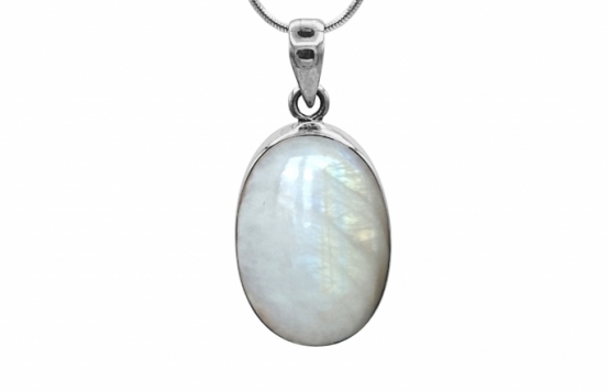 Silver Pendant Rainbow Moonstone 20 x 30 mm