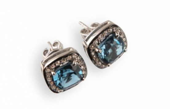 Viktorijanski uhani LOVE BLUE z diamanti