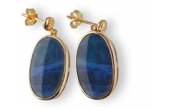 Zlati uhani z opali MODRA REKA