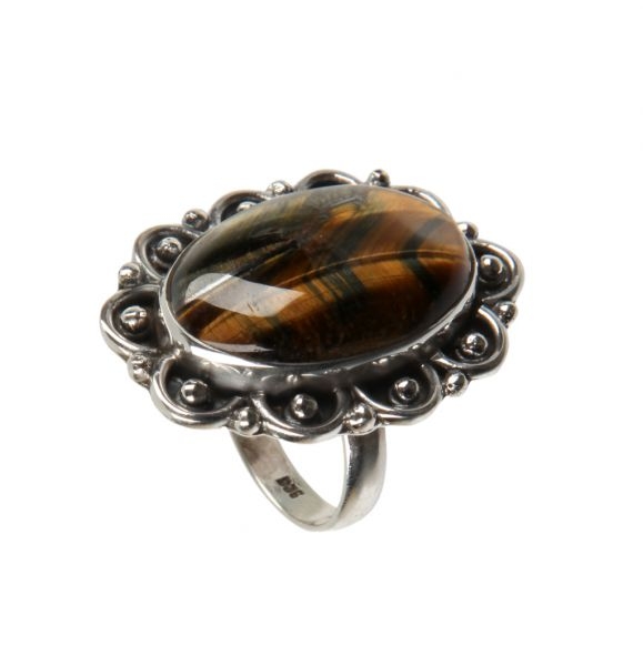 Silver Ring Tiger Eye Vintage